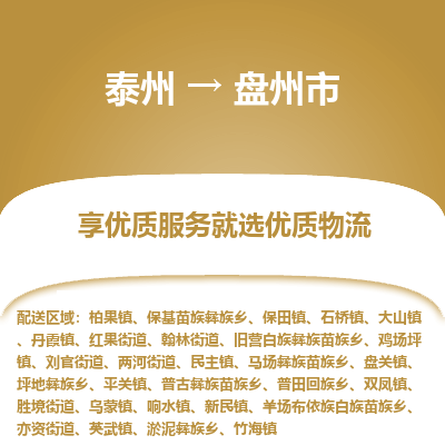 泰州到盘州市物流公司-泰州到盘州市物流专线-泰州到盘州市货运