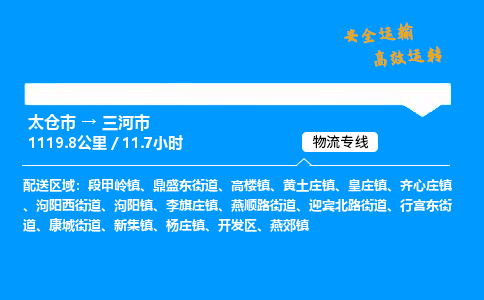 太仓市到三河市物流公司-太仓市至三河市物流专线-太仓市发往三河市货运专线