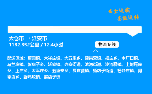 太仓市到迁安市物流公司-太仓市至迁安市物流专线-太仓市发往迁安市货运专线