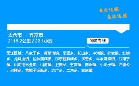 太仓市到五常市物流公司-太仓市至五常市物流专线-太仓市发往五常市货运专线