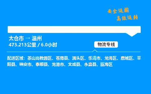 太仓市到温州物流公司-太仓市至温州物流专线-太仓市发往温州货运专线