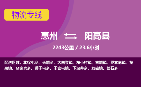 惠州到阳高县物流专线-惠州至阳高县物流公司-惠州发往阳高县的货运专线