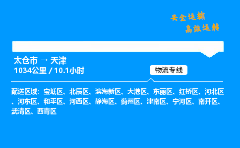 太仓市到天津物流公司-太仓市至天津物流专线-太仓市发往天津货运专线