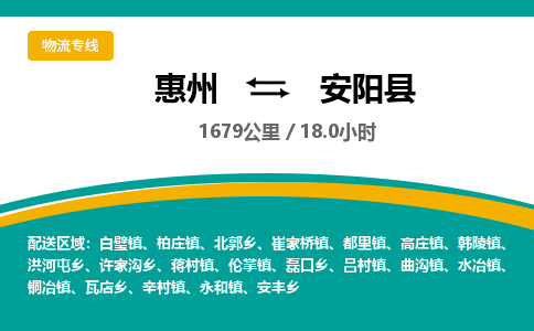 惠州到安阳县物流专线-惠州至安阳县物流公司-惠州发往安阳县的货运专线