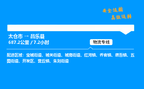 太仓市到昌乐县物流公司-太仓市至昌乐县物流专线-太仓市发往昌乐县货运专线