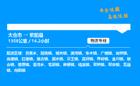 太仓市到紫阳县物流公司-太仓市至紫阳县物流专线-太仓市发往紫阳县货运专线