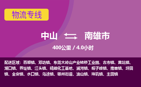 中山到南雄市物流专线-中山至南雄市物流公司