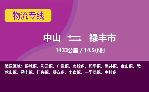 中山到禄丰市物流专线-中山至禄丰市物流公司