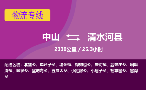 中山到清水河县物流专线-中山至清水河县物流公司