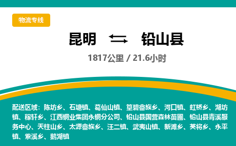 昆明到铅山县物流专线-昆明至铅山县物流公司