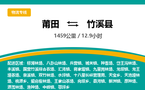 莆田到竹溪县物流专线-莆田至竹溪县物流公司