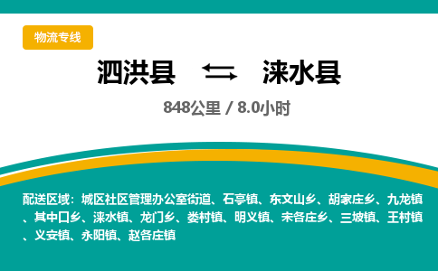 泗洪县到涞水县物流专线-泗洪县至涞水县物流公司