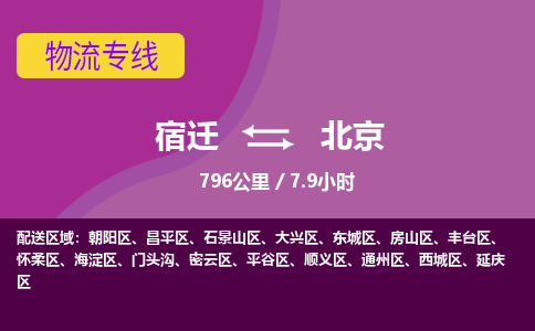 宿迁到顺义区物流专线-宿迁至顺义区物流公司