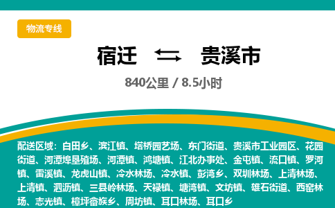 宿迁到贵溪市物流专线-宿迁至贵溪市物流公司