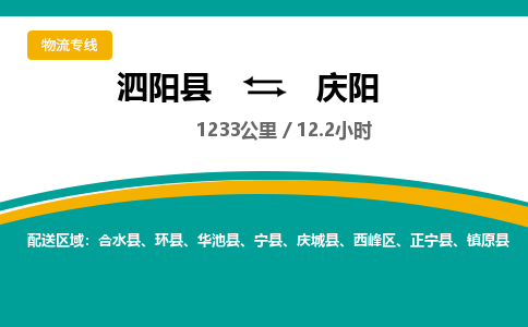 泗阳县到庆阳物流专线-泗阳县至庆阳物流公司