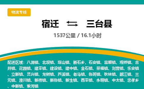 宿迁到三台县物流专线-宿迁至三台县物流公司